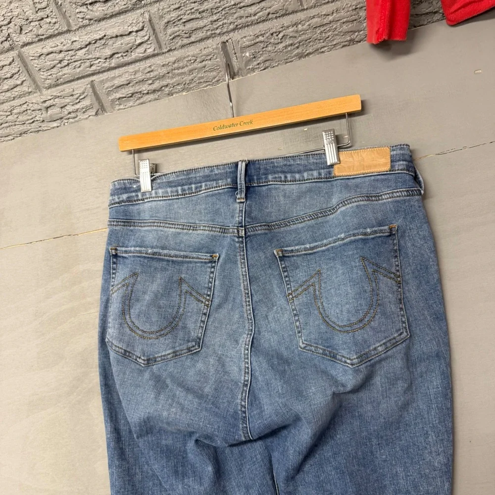 True‎ Religion Halle Skinny Jeans Mens 36W Medium Wash Blue Horseshoe Stitching